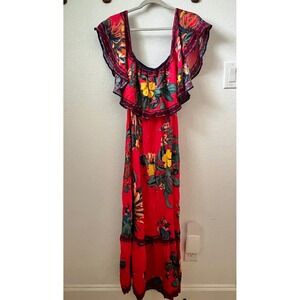 Flying Tomato Sundress Womens Small Rayon Off-Shoulder Floral Boho Summer Beachy
